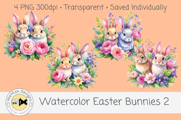 Download Watercolor PNG Easter Bunnies 2 - Premium Resources