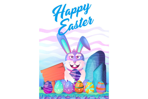 Download Happy Easter Bunny with Colored Eggs - Happy easter Collection