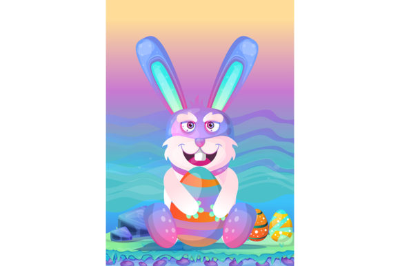 Download Happy Easter Bunny with Colored Eggs - Happy easter Collection