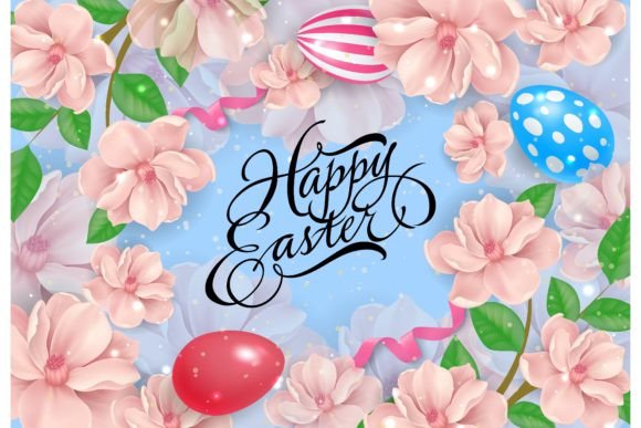 Download Happy Easter Lettering with Colored Eggs - Happy easter Collection