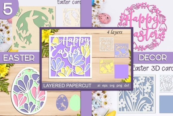 Download Happy Easter Card Set, 3d Layered Decor - Happy easter Collection