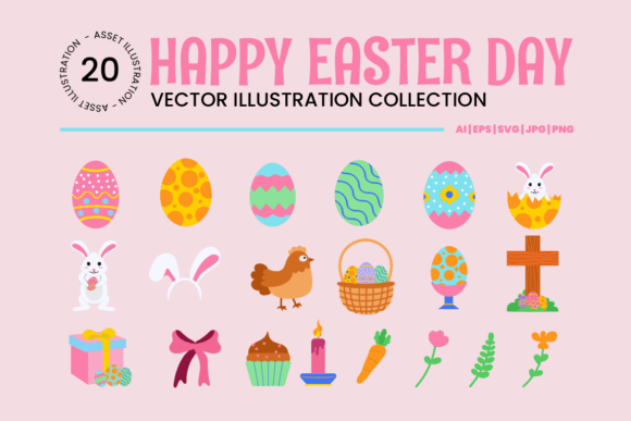 Download Happy Easter Day Vector Illustration Set - Happy easter Collection