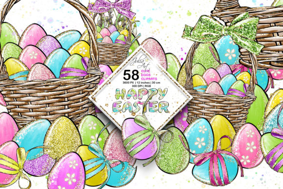 Download Cute Eggs Happy Easter Cliparts Set - Happy easter Collection