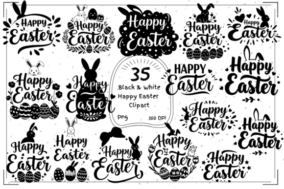 Download Stylish Black &amp; White Happy Easter Text - Happy easter Collection