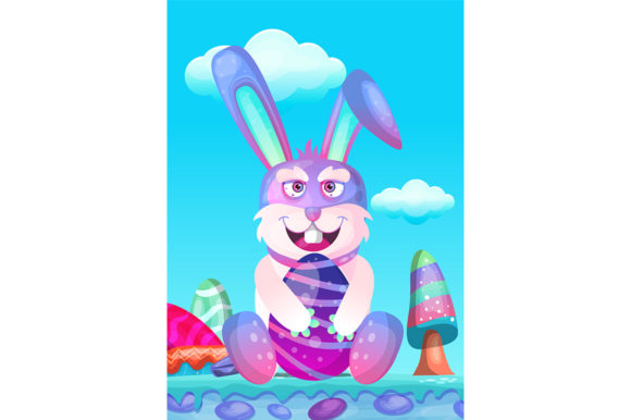 Download Happy Easter Bunny with Colored Eggs - Happy easter Collection