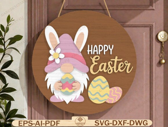 Download Happy Easter Gnome Door Hanger Laser Cut - Happy easter Collection
