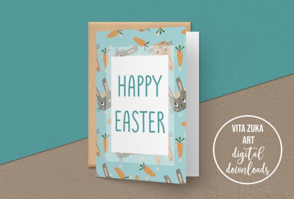 Download Cute Rabbit Happy Easter Card - Happy easter Collection